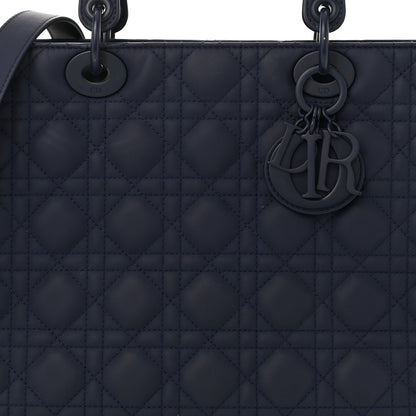 Christian Dior Ultra Matte Calfskin Cannage Large Lady Dior Blue 8 of 10