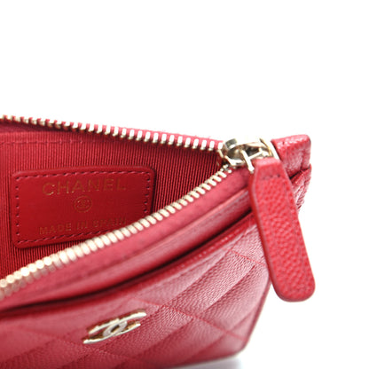 Chanel Caviar Quilted CC Zip Card Holder Red 6 of 8