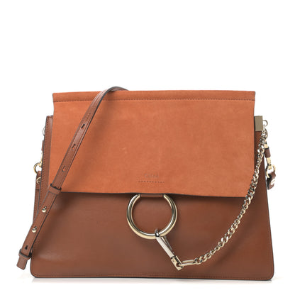 Chloe Suede Calfskin Medium Faye Shoulder Bag Tobacco 1 of 14