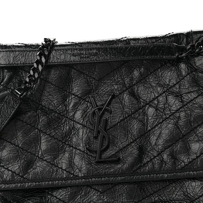 Saint Laurent Crinkled Calfskin Matelasse Monogram Medium Niki Chain Satchel Black 8 of 10