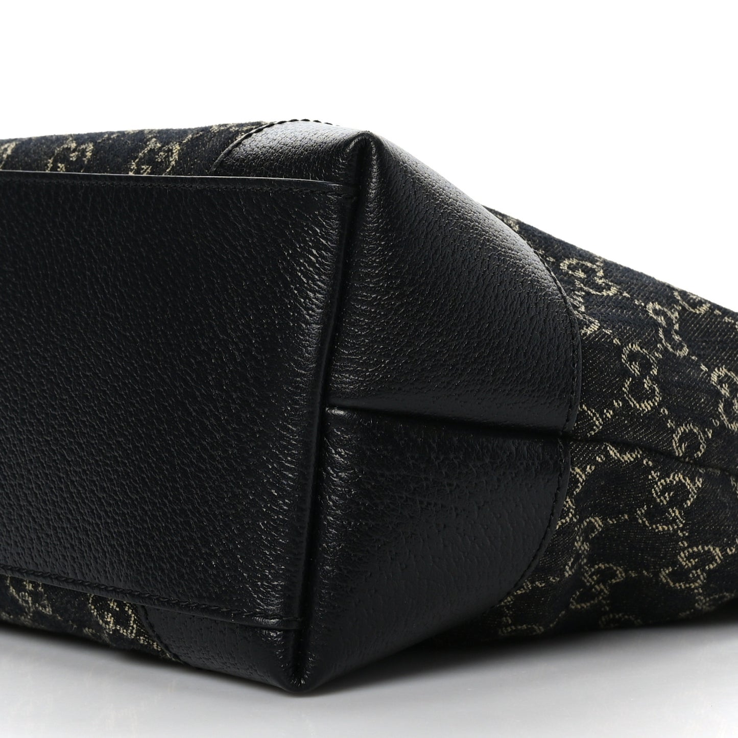 Jacquard Black Denim GG Monogram Medium Ophidia Shopping Tote Black Ivory