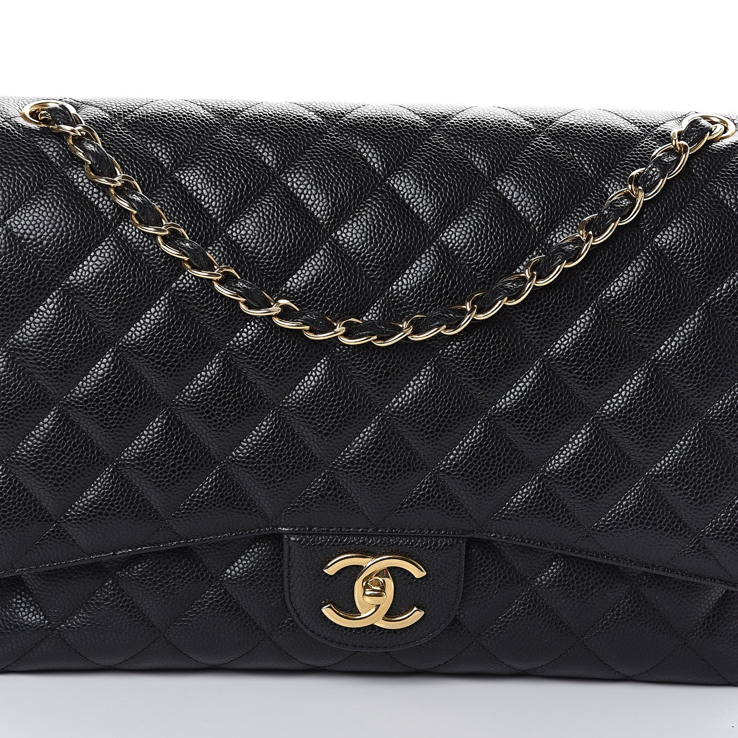 Caviar Quilted Maxi Double Flap Black