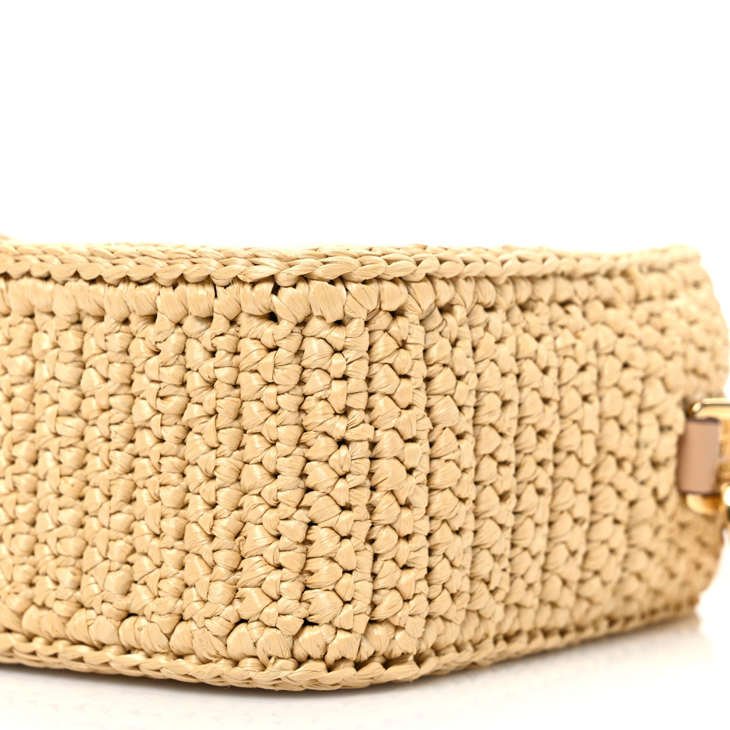 Prada Yarn Raffia Effect Crochet Brique Crossbody Bag Natural