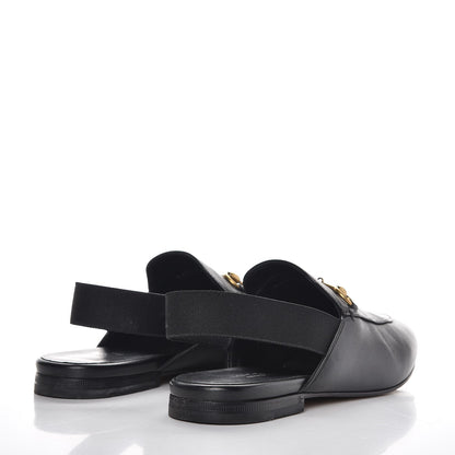 Gucci Nappa Womens Horsebit Slingback Slippers 38.5 Black 4 of 13