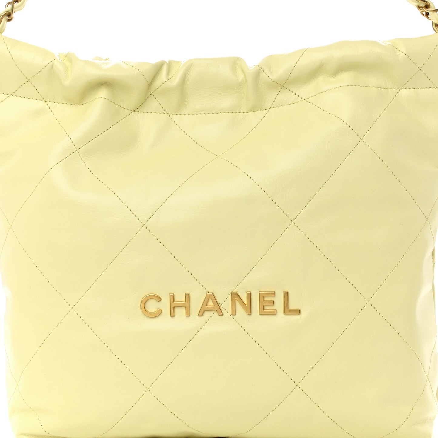 Shiny Calfskin Quilted Small Chanel 22 Light Yellow