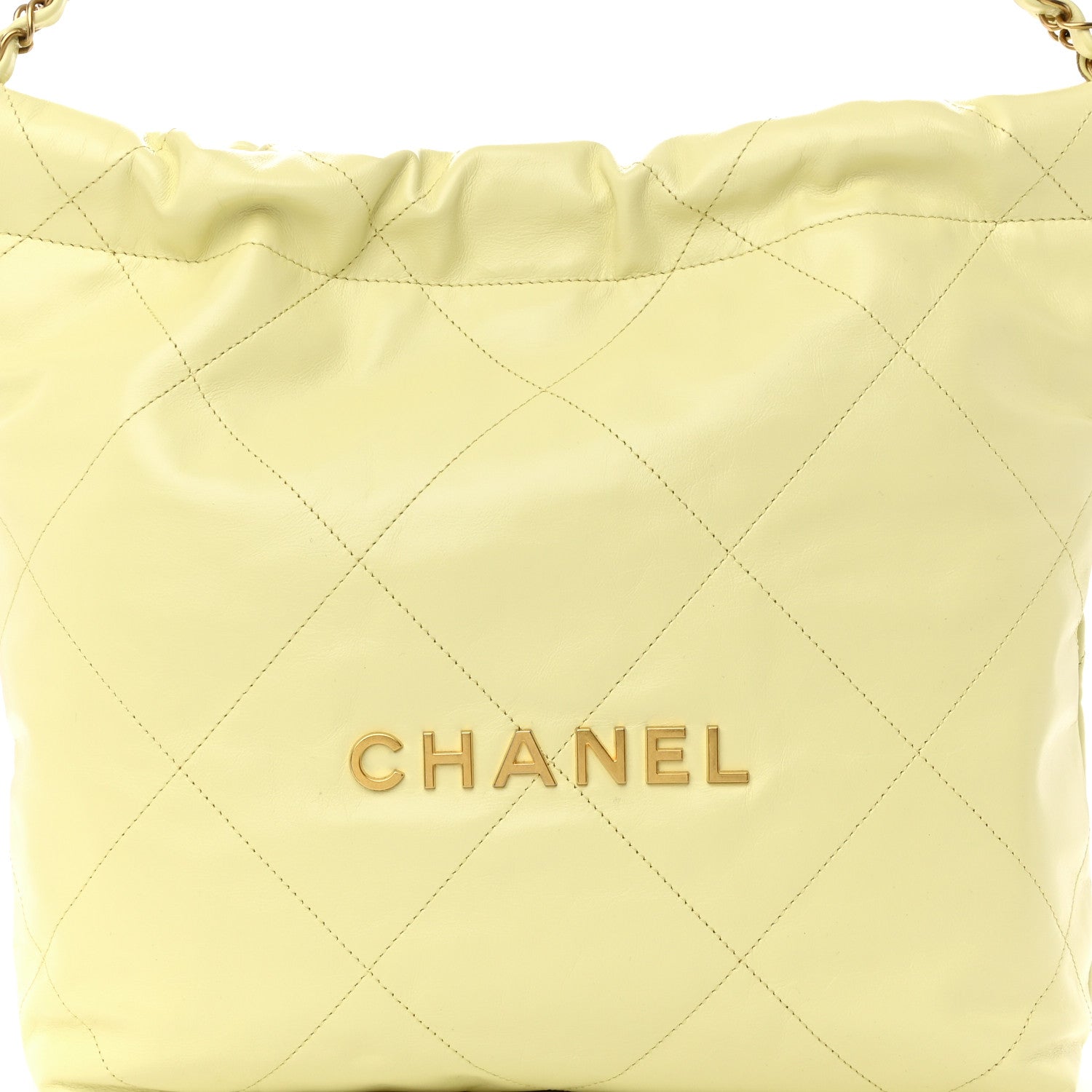 Chanel Shiny Calfskin Quilted Small Chanel 22 Light Yellow 9 of 11