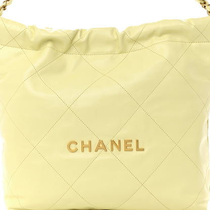 Chanel Shiny Calfskin Quilted Small Chanel 22 Light Yellow 9 of 11
