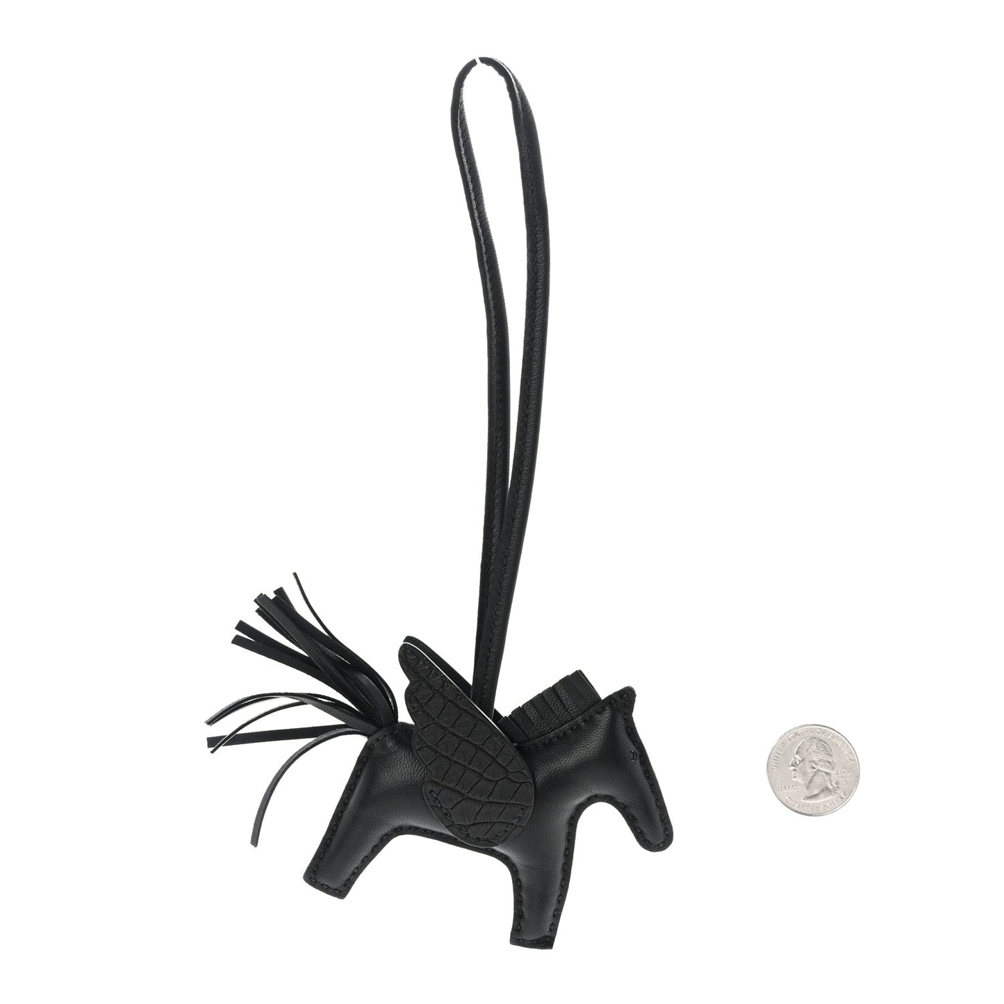 Milo Lambskin Matte Alligator Touch Grigri Rodeo Pegase Horse Bag Charm PM Black