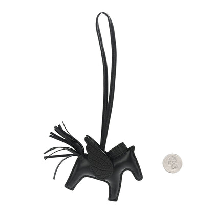Hermes Milo Lambskin Matte Alligator Touch Grigri Rodeo Pegase Horse Bag Charm PM Black 2 of 7