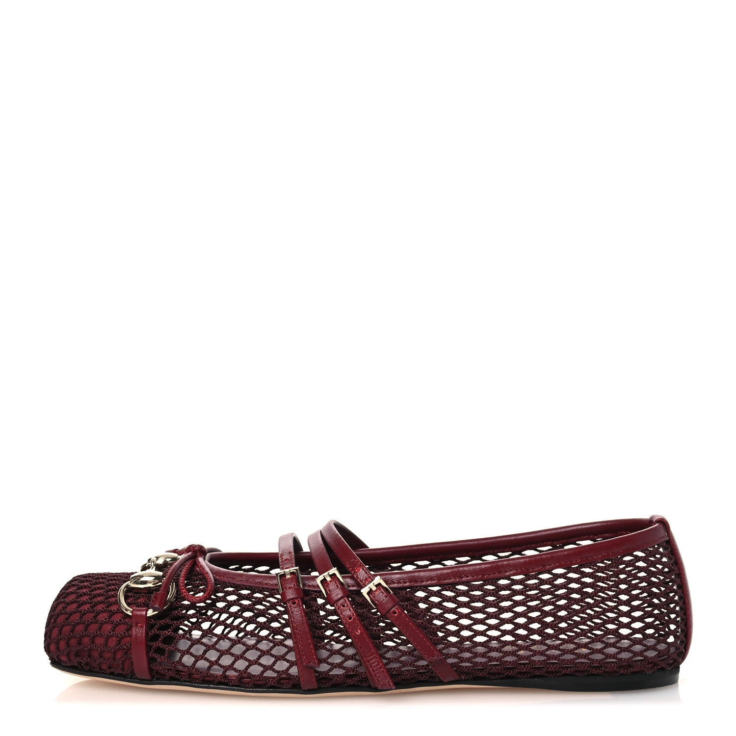 Gucci Video Net Nappa Horsebit Ballerina Flats 38 Rosso Ancora 1 of 10