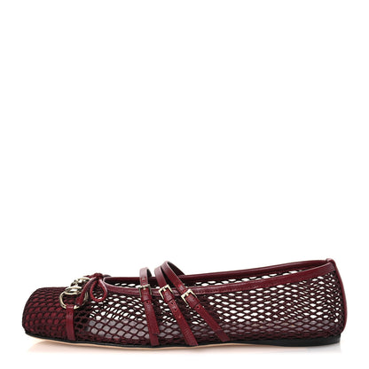 Gucci Video Net Nappa Horsebit Ballerina Flats 38 Rosso Ancora 1 of 10