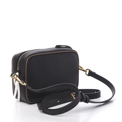 Fendi Vitello Century Matte Stamp Patch Bi-Color Mini Camera Case Black Maya Fragola 3 of 11
