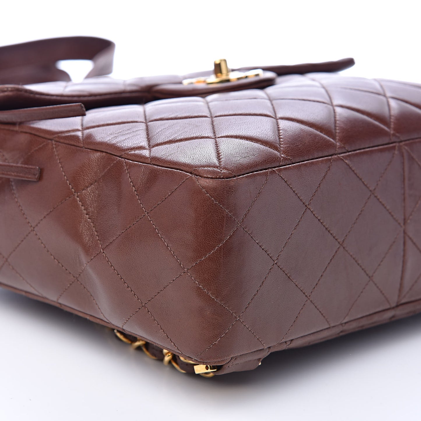 Lambskin Quilted Backpack Brown