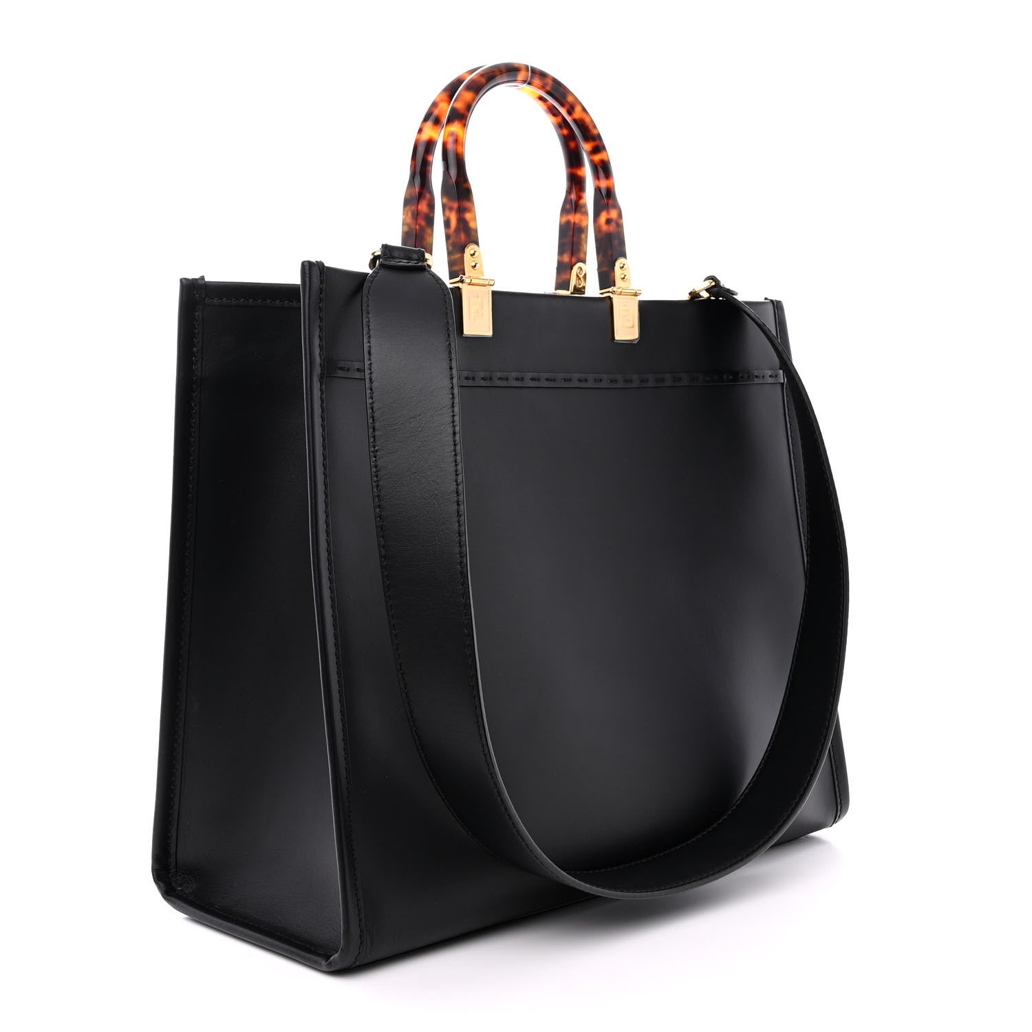 Fendi Vitello King Plexiglass Medium Fendi Sunshine Shopper Tote Black 3 of 13