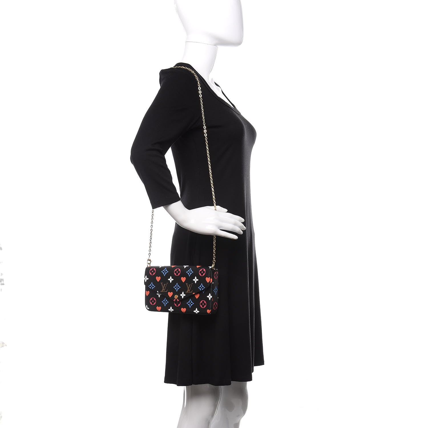 Louis Vuitton Game On Felicie Chain Wallet Black 2 of 9