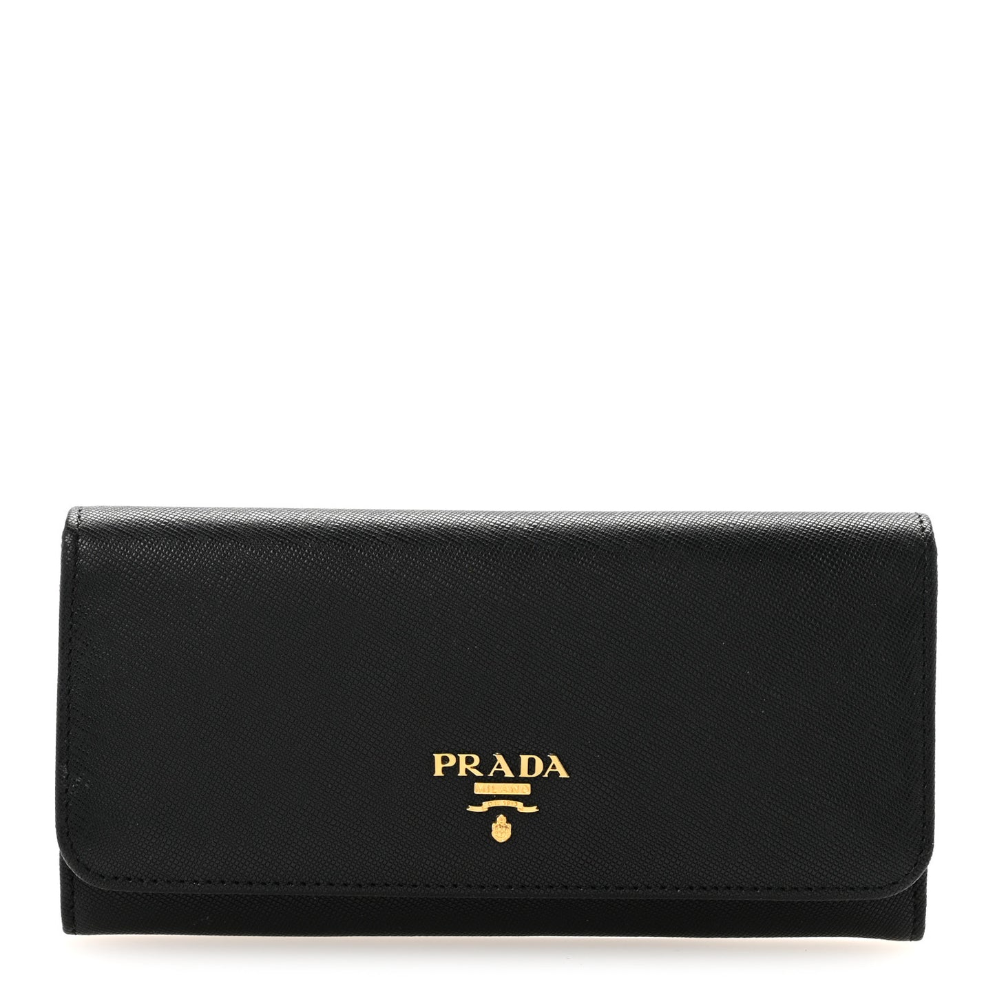 Saffiano Metal Continental Flap Wallet Black