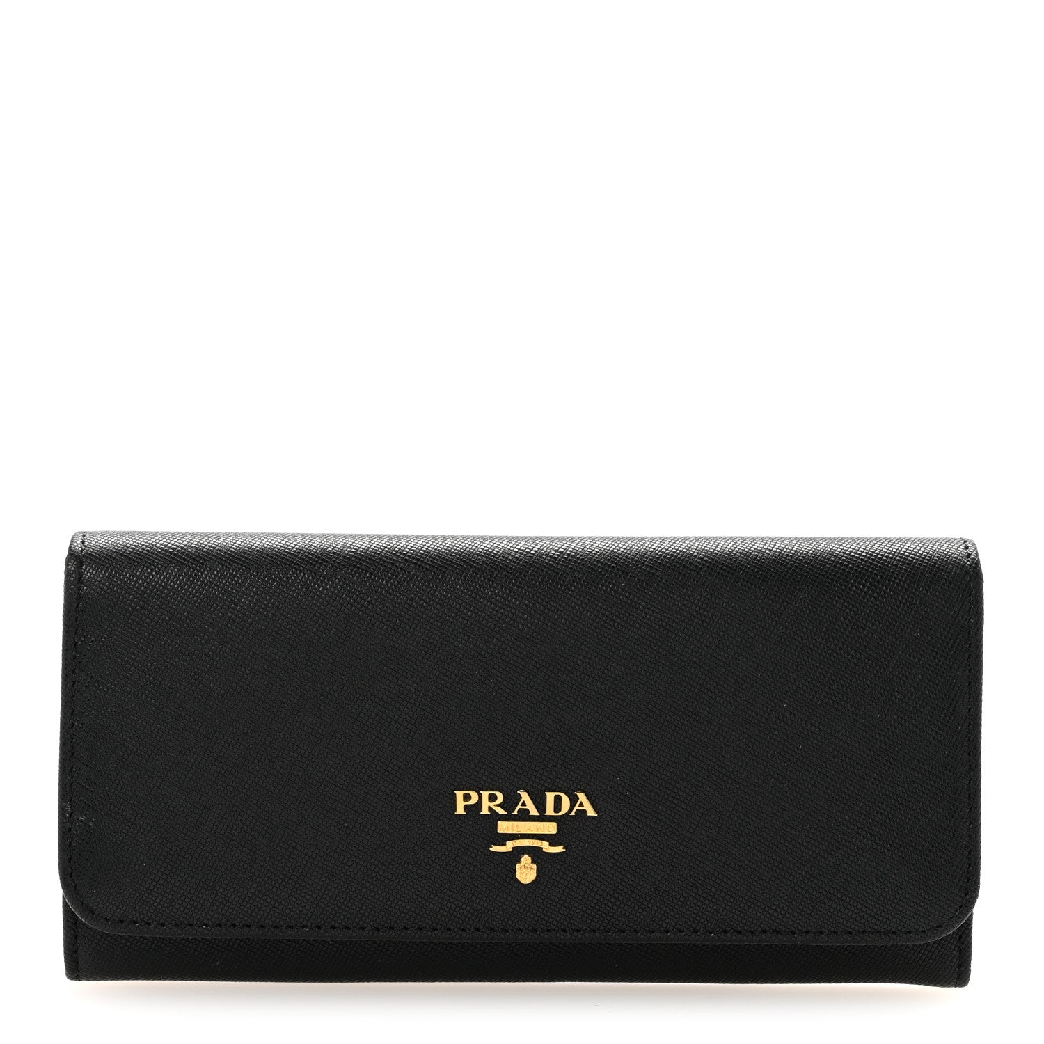 Prada Saffiano Metal Continental Flap Wallet Black 1 of 14
