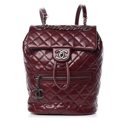 Chanel Glazed Calfskin Quilted Small Salzburg Backpack Burgundy 1 of 16