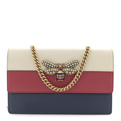 Gucci Calfskin Queen Margaret Chain Wallet Blue Agata Hibiscus Red Mystic White 1 of 10
