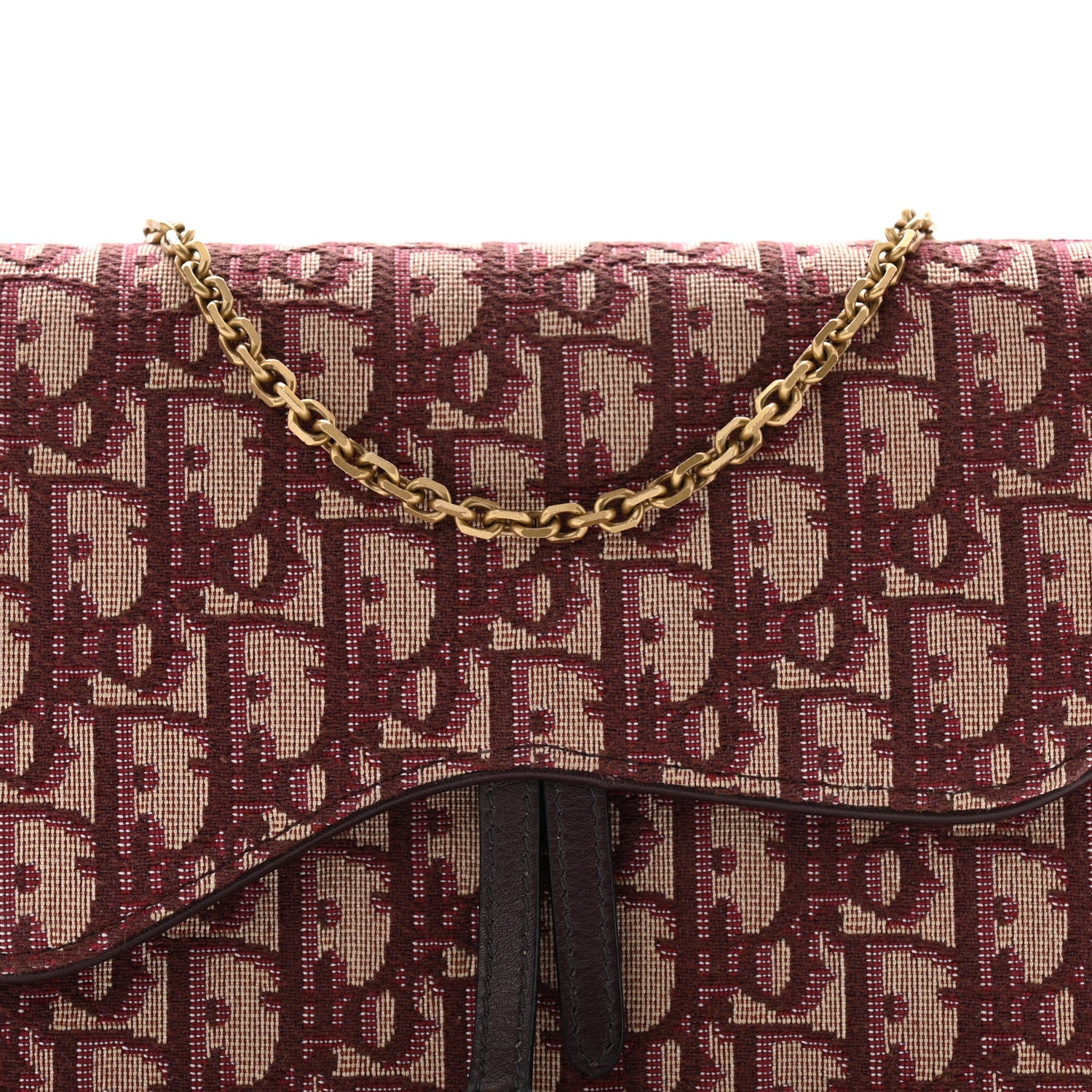 Christian Dior Oblique Saddle Chain Pouch Burgundy 7 of 9