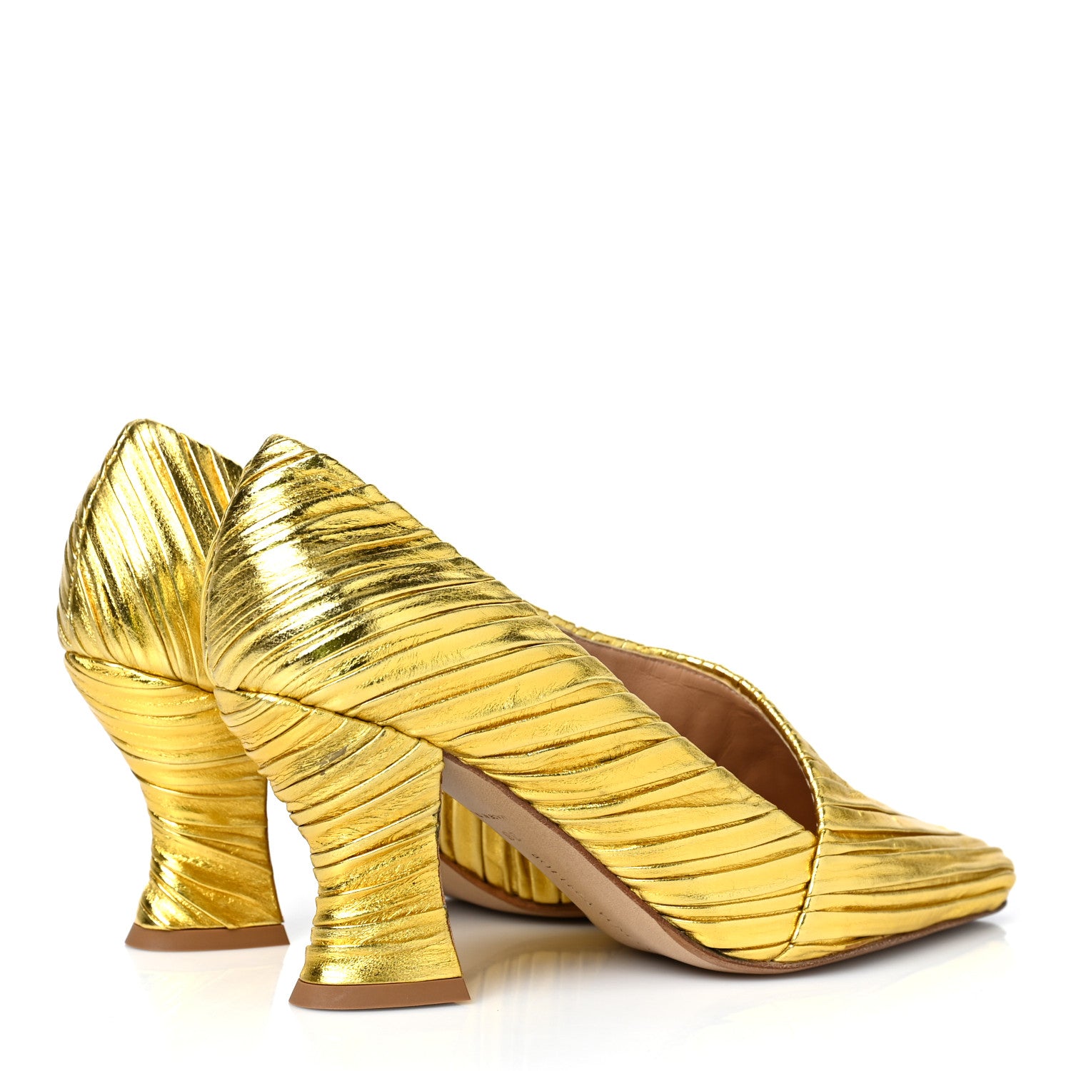 Bottega Veneta Metallic Bark Nappa Almond Pumps 38 Gold 4 of 9