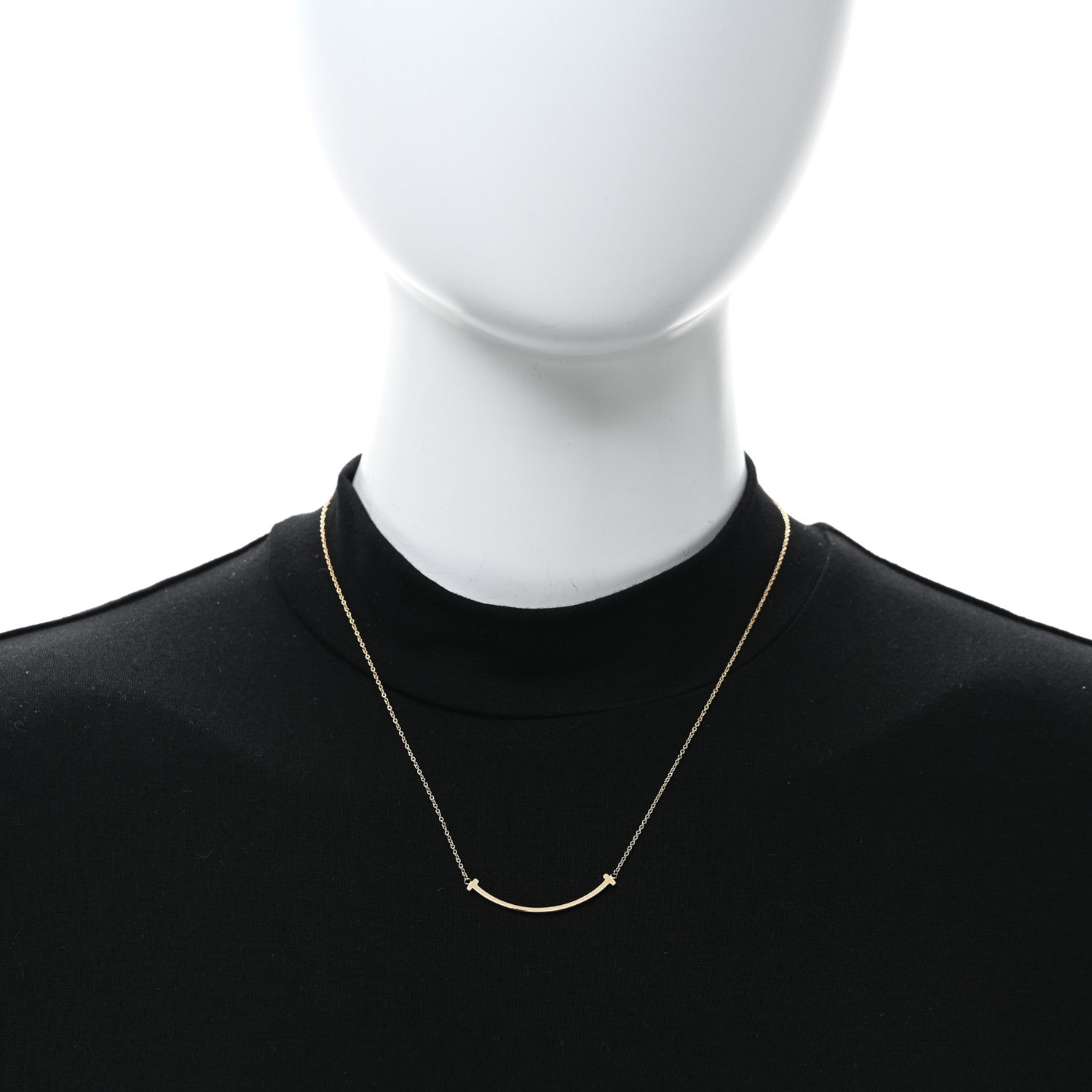 Tiffany 18K Yellow Gold Small T Smile Pendant Necklace 2 of 4