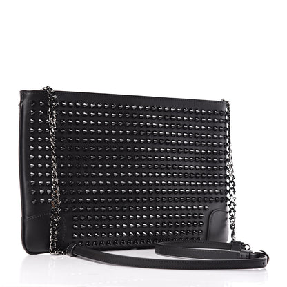 Christian Louboutin Calfskin Studded Loubiposh Clutch Black 3 of 10