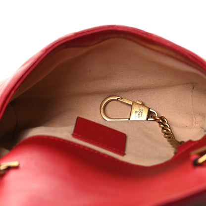 Gucci Calfskin Matelasse Super Mini GG Marmont Shoulder Bag Hibiscus Red 5 of 11