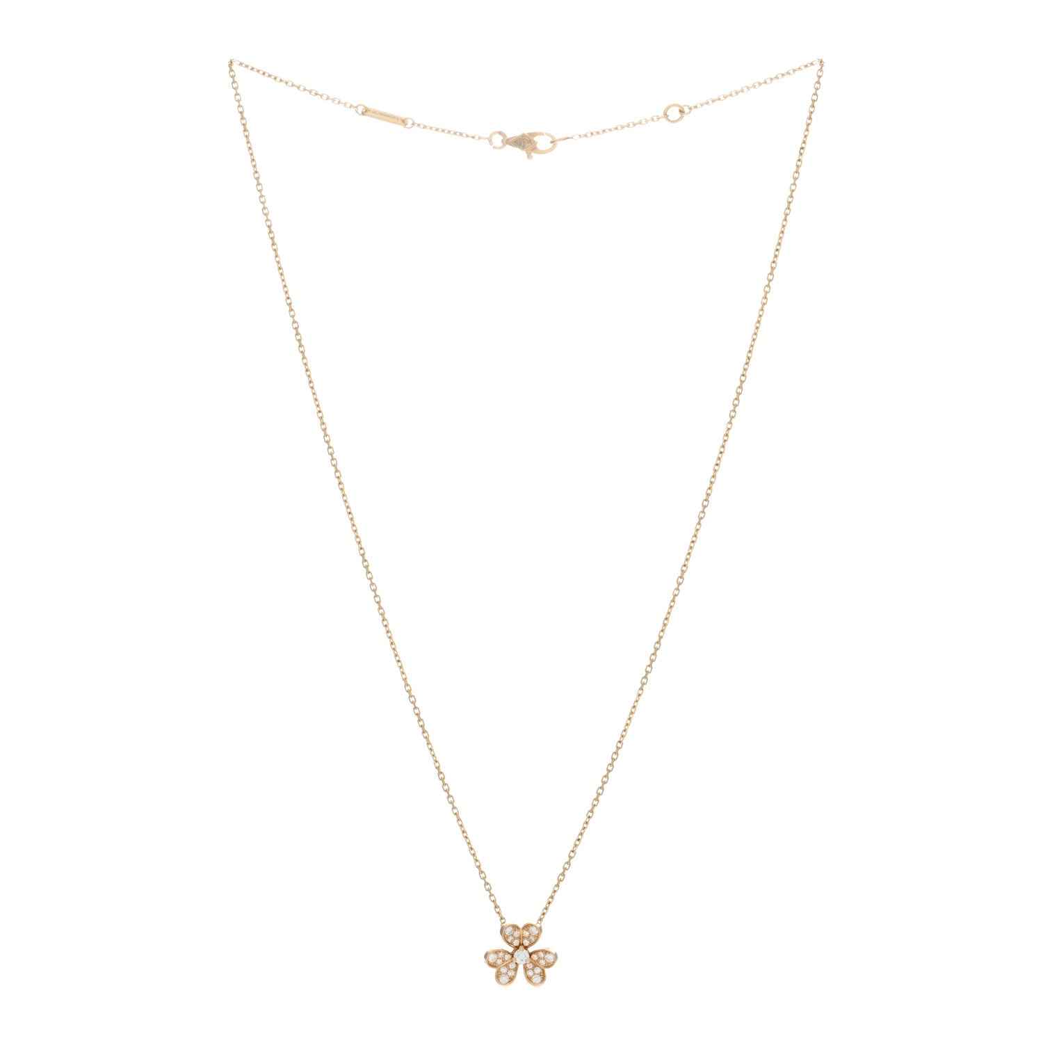 Van Cleef & Arpels 18K Yellow Gold Diamond Mini Frivole Pendant Pave Necklace 2 of 5