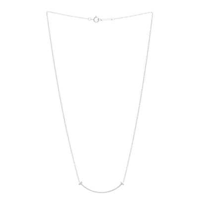 Tiffany 18K White Gold Diamond Small T Smile Pendant Necklace 3 of 4