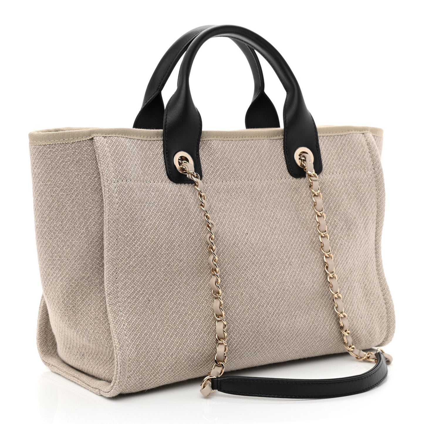 Mixed Fibers Small Deauville Tote Beige Black
