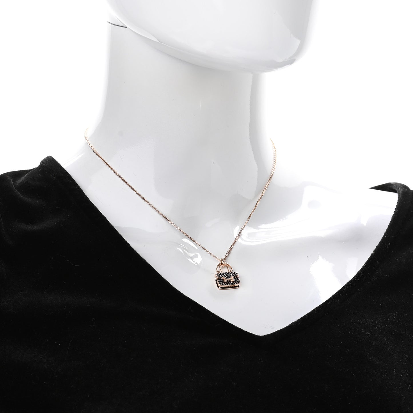 18K Rose Gold Black Sapphire Constance Amulettes Pendant Necklace