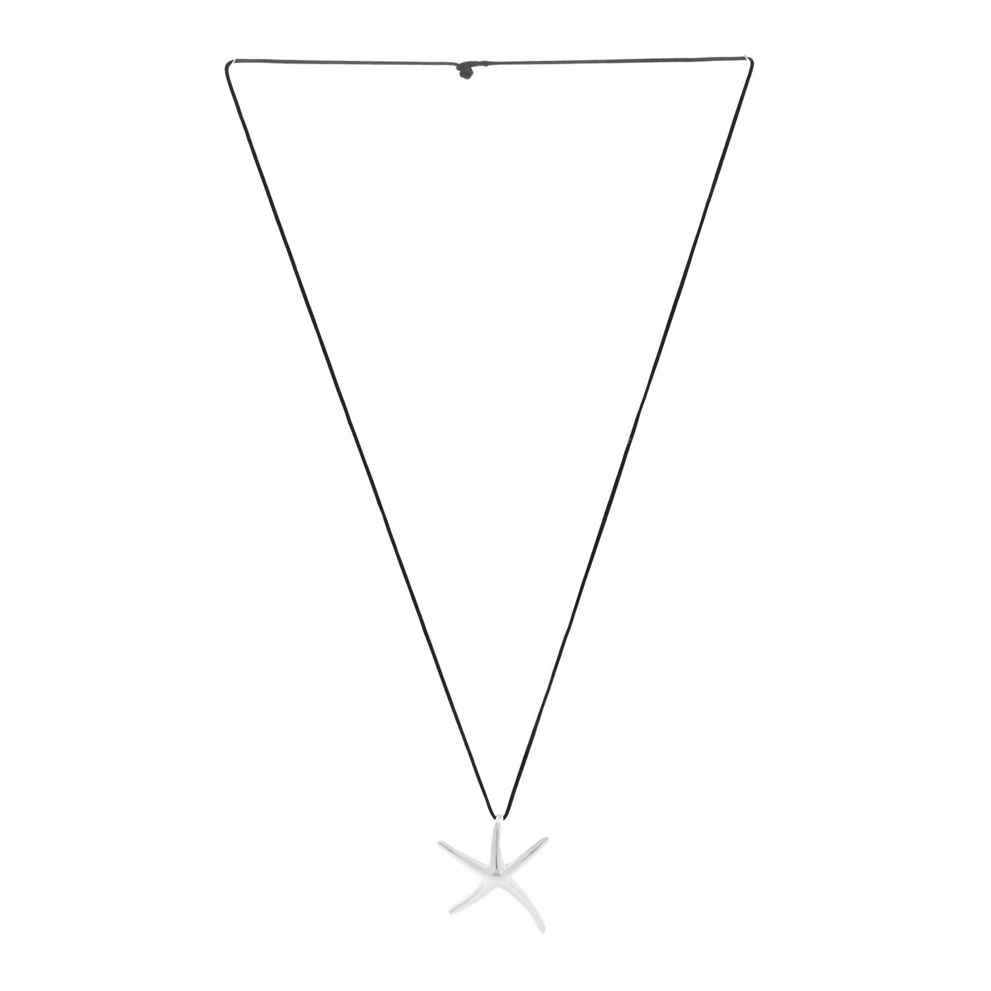 Sterling Silver 42mm Elsa Peretti Starfish Pendant Cord Necklace