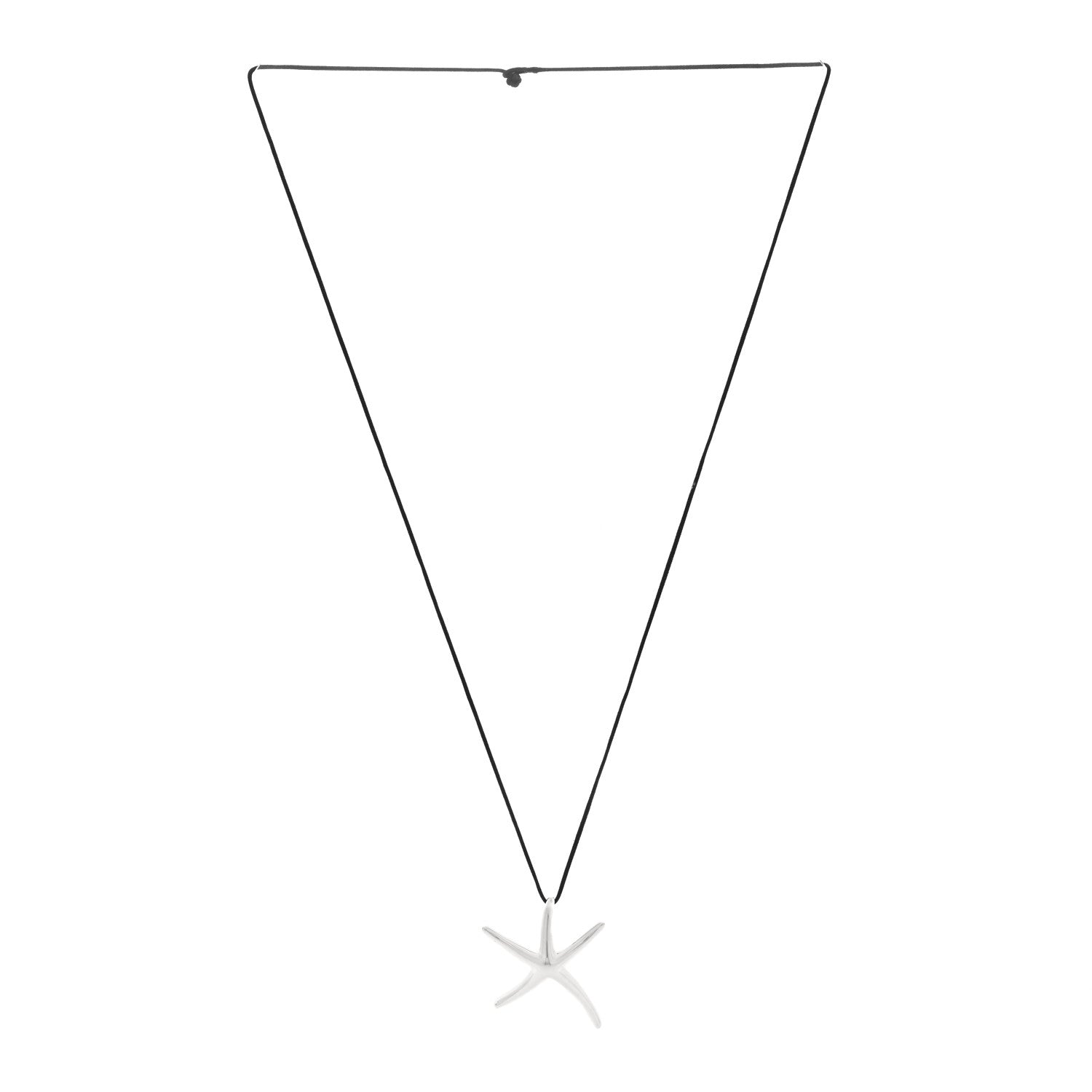 Tiffany Sterling Silver 42mm Elsa Peretti Starfish Pendant Cord Necklace 3 of 5