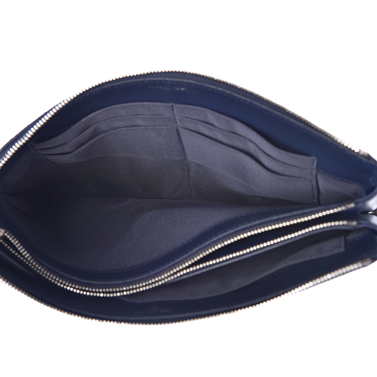 Chanel Caviar Chevron Quilted Large Zipped Clutch Navy 5 of 9