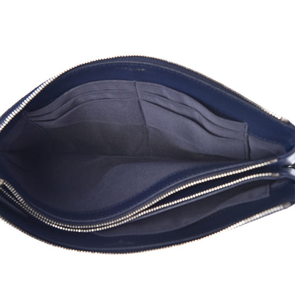 Chanel Caviar Chevron Quilted Large Zipped Clutch Navy 5 of 9