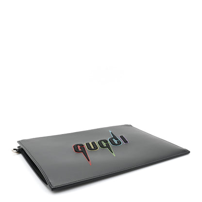 Gucci Calfskin Blade Embroidered Zip Pouch Black 4 of 10