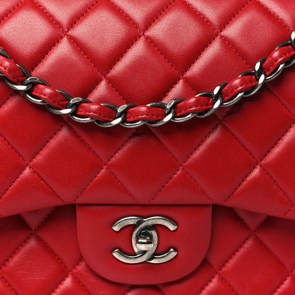 Chanel Lambskin Quilted Jumbo Double Flap Red 8 of 10
