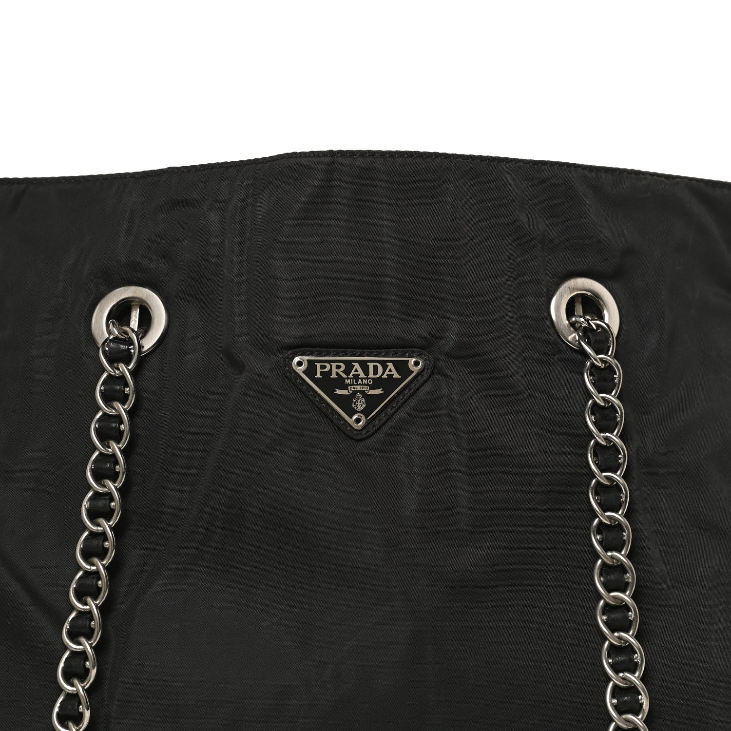 Prada Tessuto Nylon Chain Shoulder Bag Black 7 of 9