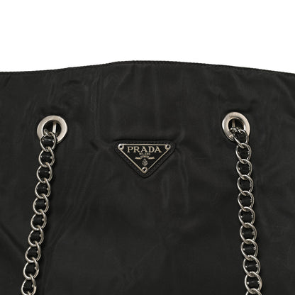 Prada Tessuto Nylon Chain Shoulder Bag Black 7 of 9