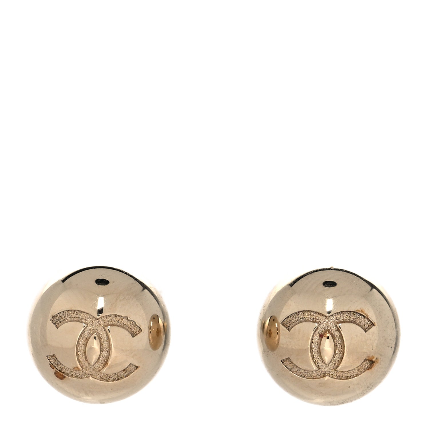 Chanel Metal Bead CC Stud Earrings Gold 1 of 5