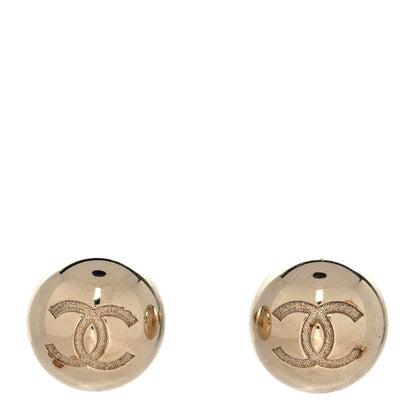 Chanel Metal Bead CC Stud Earrings Gold 1 of 5
