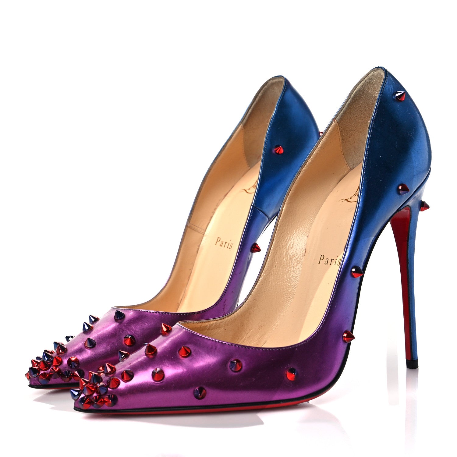 Christian Louboutin Patent Scarabe Degraspike 120 Pumps 38 Rose Digitale 3 of 12