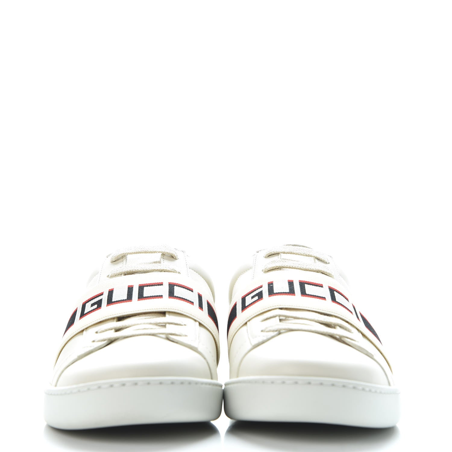 Gucci Calfskin Stripe Womens New Ace Sneakers 41 New Mystic White Ecru Red Flame 3 of 11