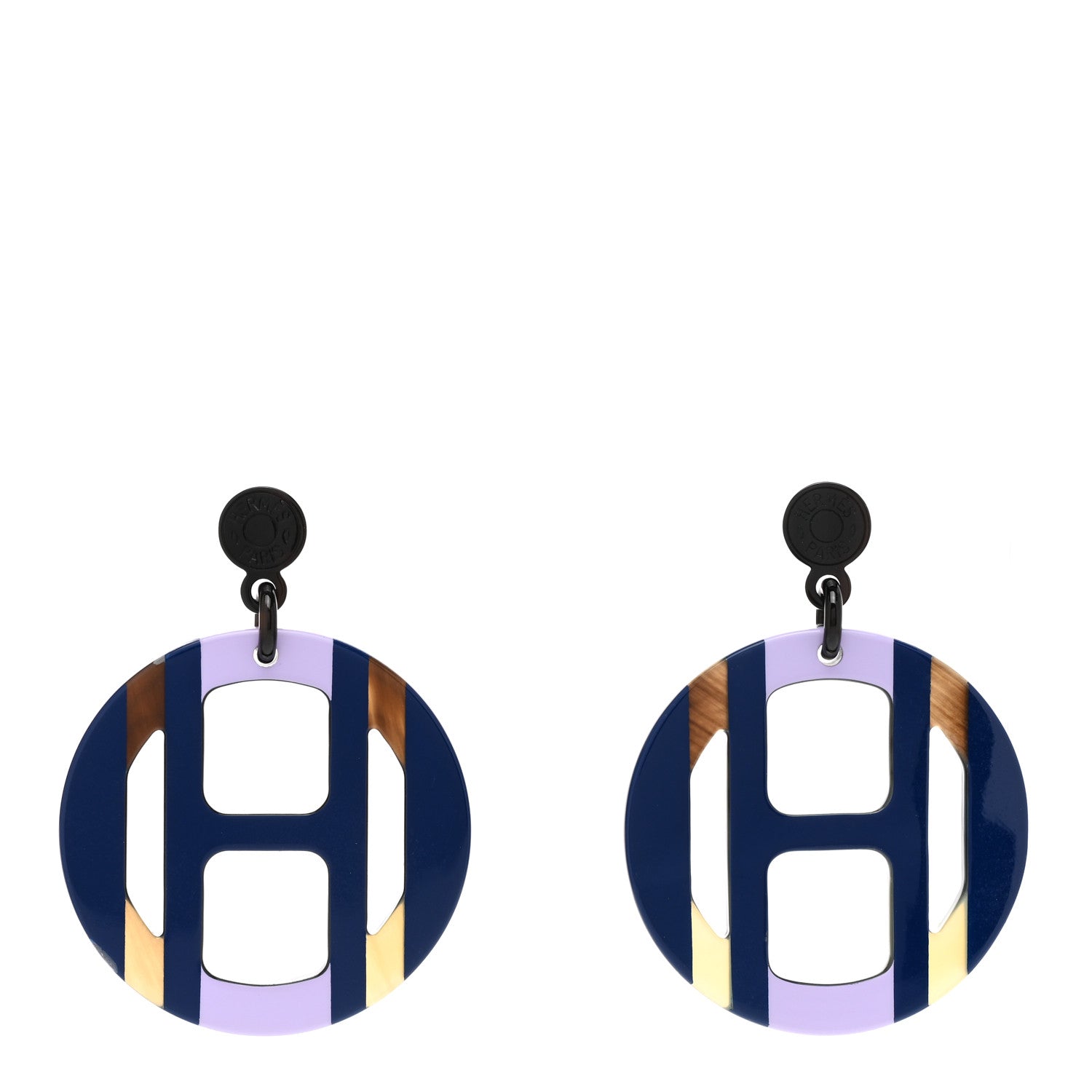 Hermes Lacquered Horn H Equipe Earrings 1 of 6