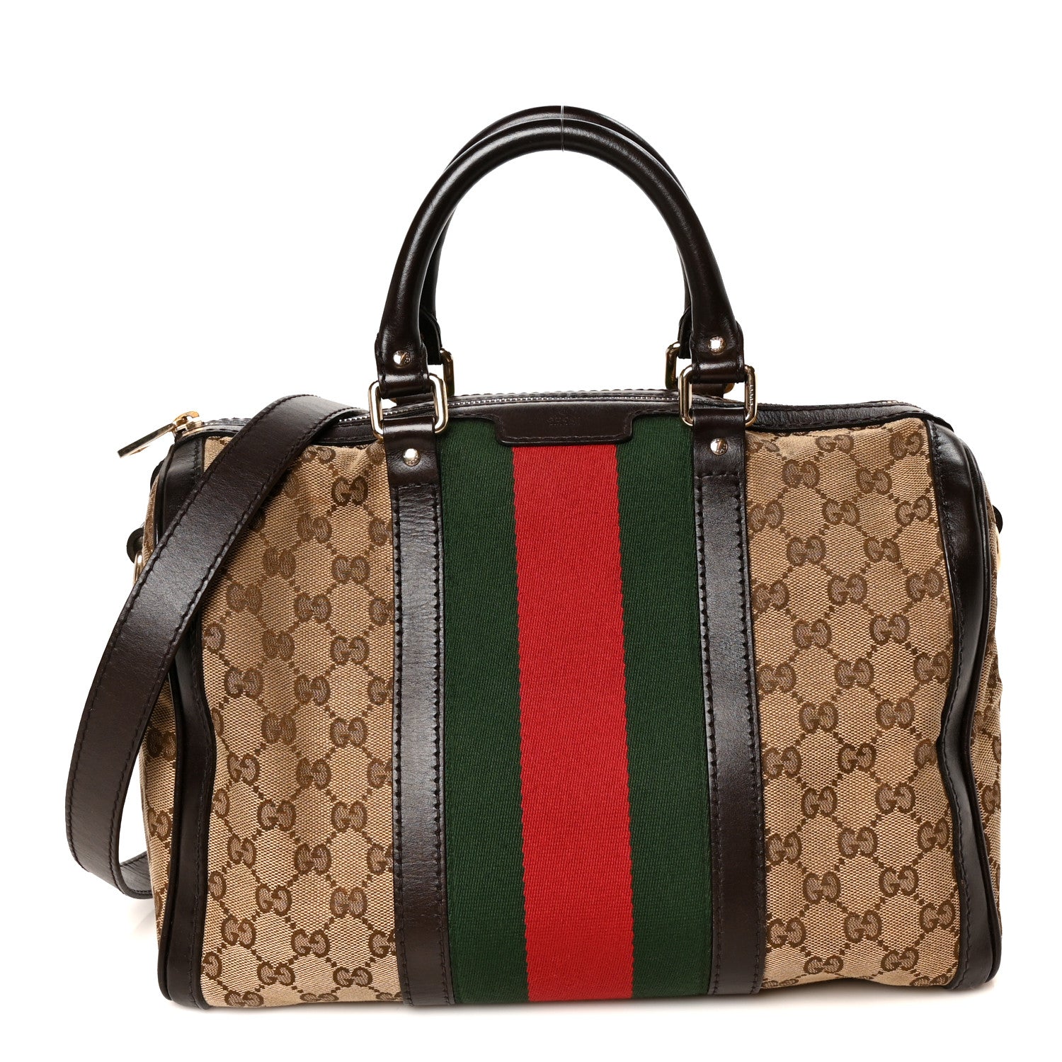 Gucci Monogram Vintage Web Medium Boston Black 1 of 12