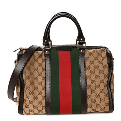 Gucci Monogram Vintage Web Medium Boston Black 1 of 12