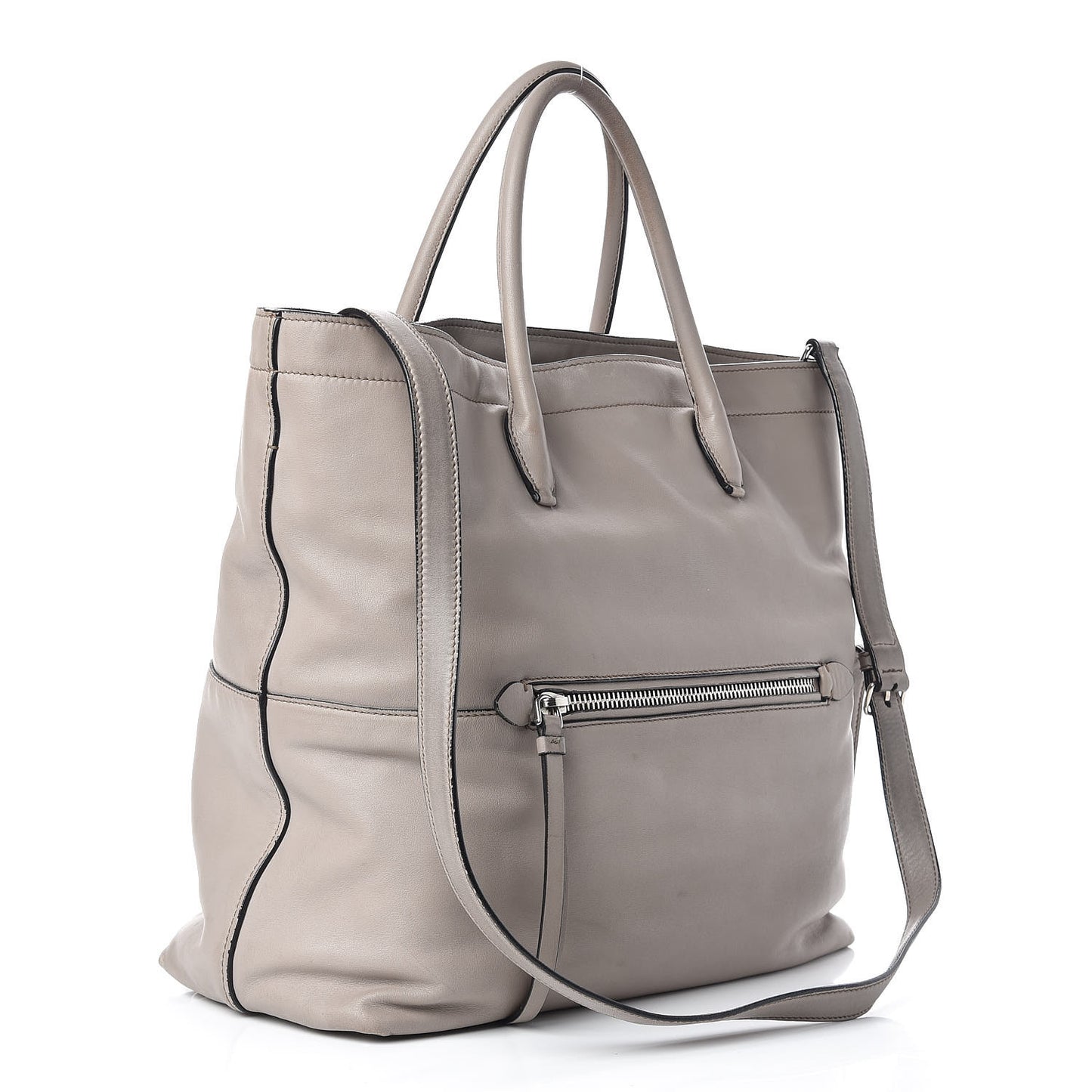 Vitello Soft Calfskin Shopping Tote Fumo