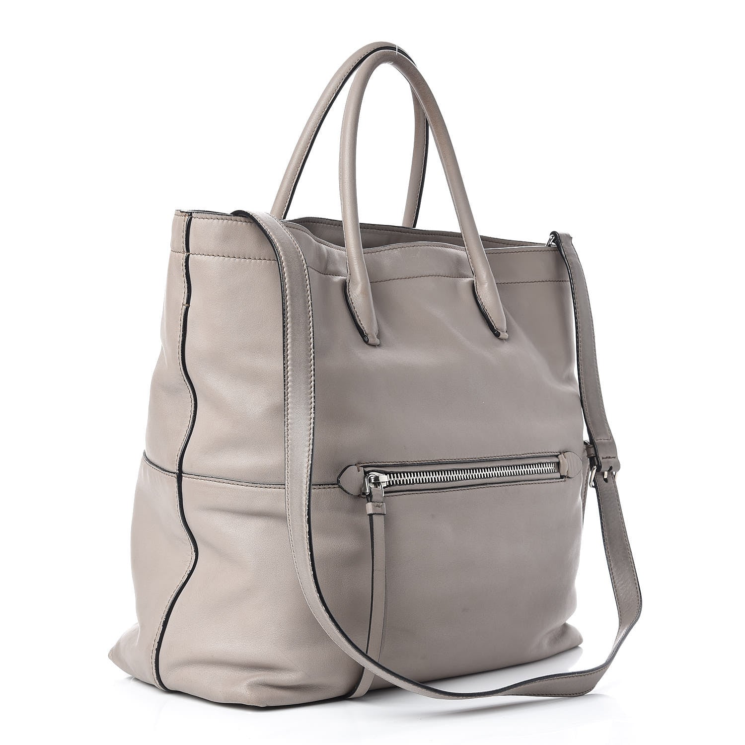 Miu Miu Vitello Soft Calfskin Shopping Tote Fumo 3 of 21