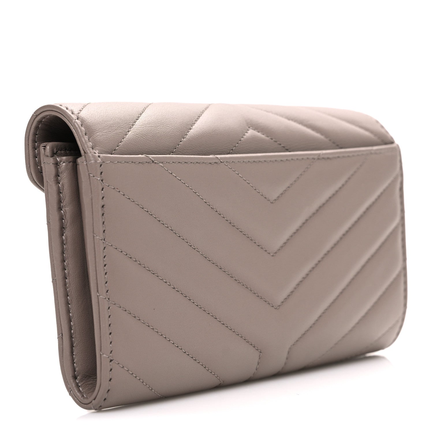 Saint Laurent Lambskin Y Quilted Monogram Large Loulou Flap Wallet Mink 3 of 7